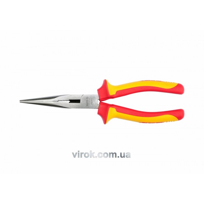 Щипці електромонтажні подовжені півкруглі прямі YATO : L= 200 мм з ізоляцією 1000V [6/36]