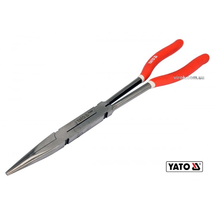 Щипці прямі подовжені з 2 шарнірами YATO : L= 340 мм, HRC 50, Cr-V [5/50]