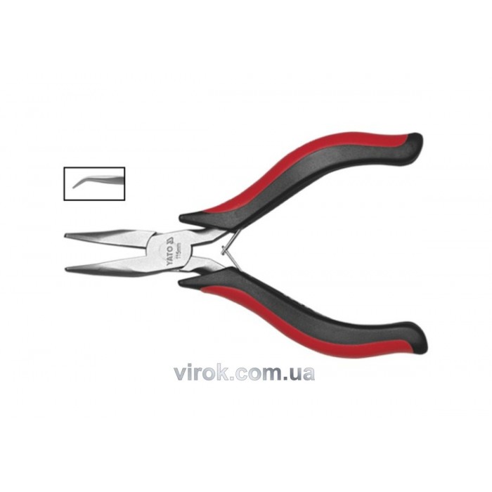 Тонкогубці-міні загнуті нікельовані YATO : L= 115 мм [6/120]