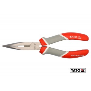 Тонкогубці нікельовані зігнуті YATO : L= 160 мм [6/60]