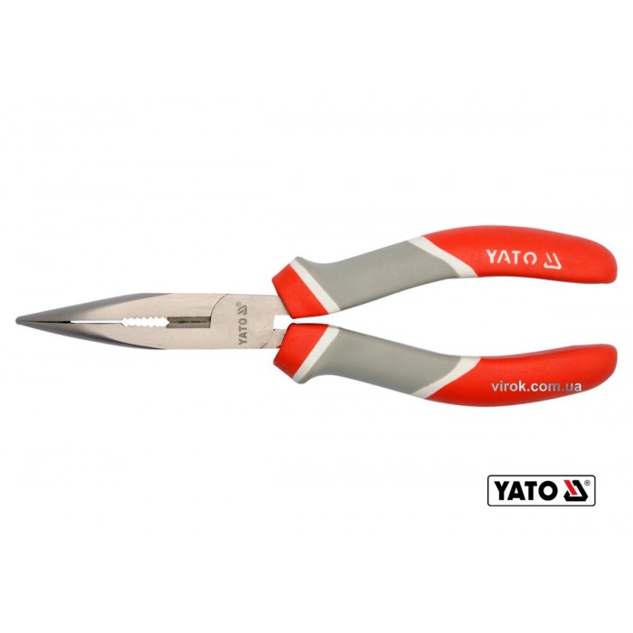 Тонкогубці нікельовані зігнуті YATO : L= 160 мм [6/60]
