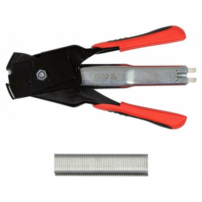 Кліщі для кріплення сітки YATO: L= 190 мм з коміркою для 50 скоб тип "С"- 20х 2 мм + 100 скоб [40]