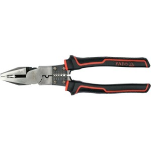Плоскогубці комбіновані з функцією обробки провідників YATO l= 220 мм, ізольвані ручки [5/50]