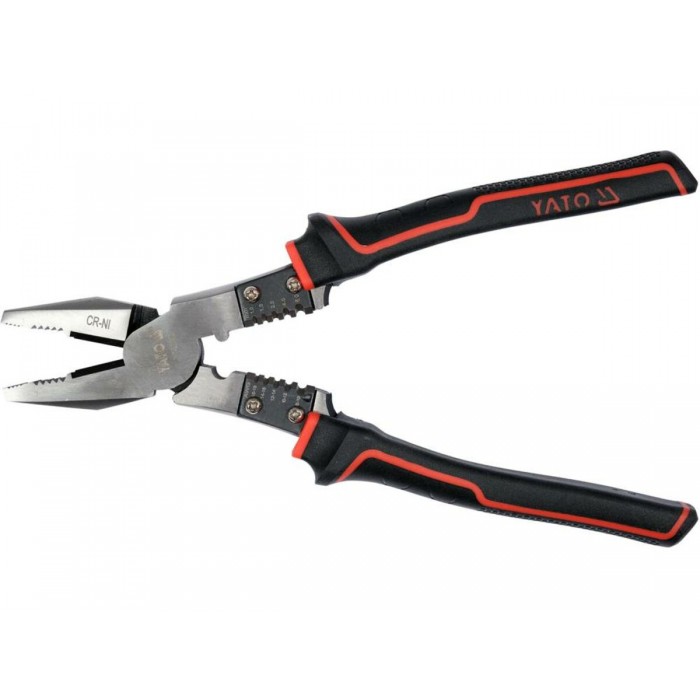 Плоскогубці комбіновані з функцією обробки провідників YATO l= 220 мм, ізольвані ручки [5/50]