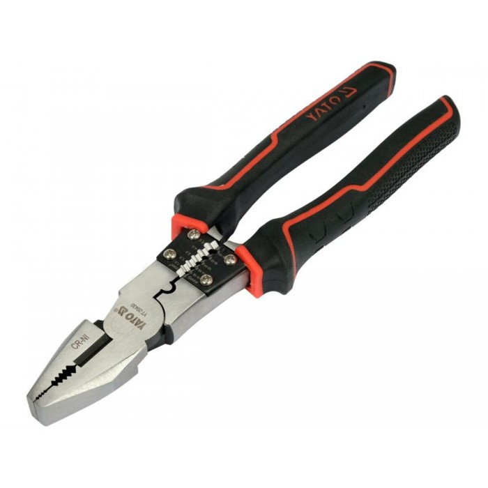 Плоскогубці комбіновані з функцією обробки провідників YATO l= 220 мм, ізольвані ручки [5/50]