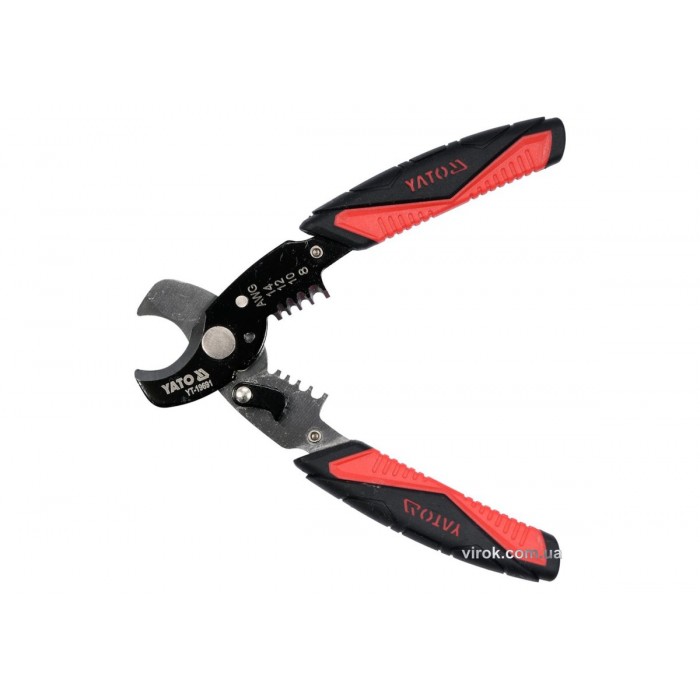 Ножиці для дроту YATO : Ø=10,5/3 мм, зі знімачем ізоляції Ø=1.6-3.2 мм, l=170 мм [6/24]