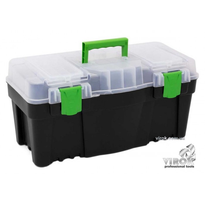 Ящик для інструментів "Green box 22" з органайзером в кришці пластиковий ТМ ВІРОК : 550х 267х 270 мм