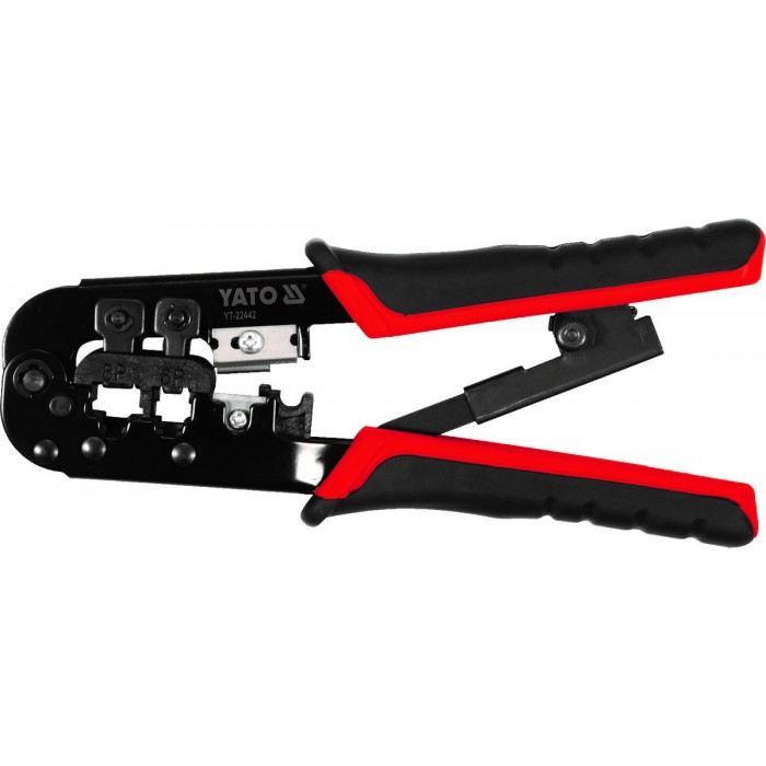 Кліщі для обтискання і зачистки кабелів YATO : RJ45, RJ11, L=190 мм [10/50]
