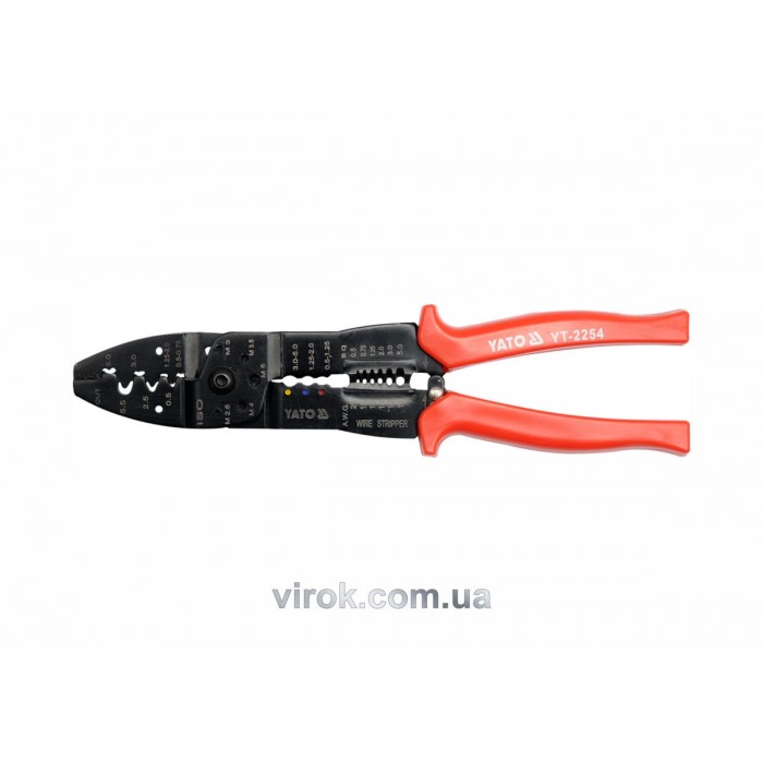 Кліщі для обтискання і зачистки проводів YATO, L=250 мм [12/48]