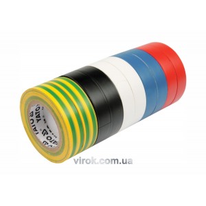 Стрічка ізоляційна різнокольрова YATO : 19 мм х 20 м, 5 кольорів, Уп. 10 Рул. [6/24]