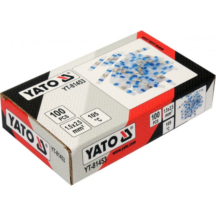Кембрики термоусадні при t≤ 105°C з припоєм YATO, прозорі для провідників 1.5- 2,5 мм², 100 шт [130]
