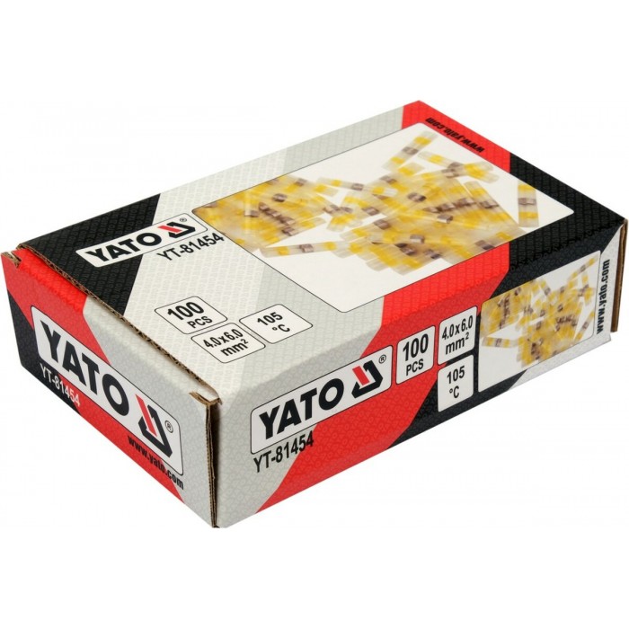 Кембрики термоусадні при t≤ 105°C з припоєм YATO, прозорі для провідників 4,0- 6,0 мм², 100 шт [100]