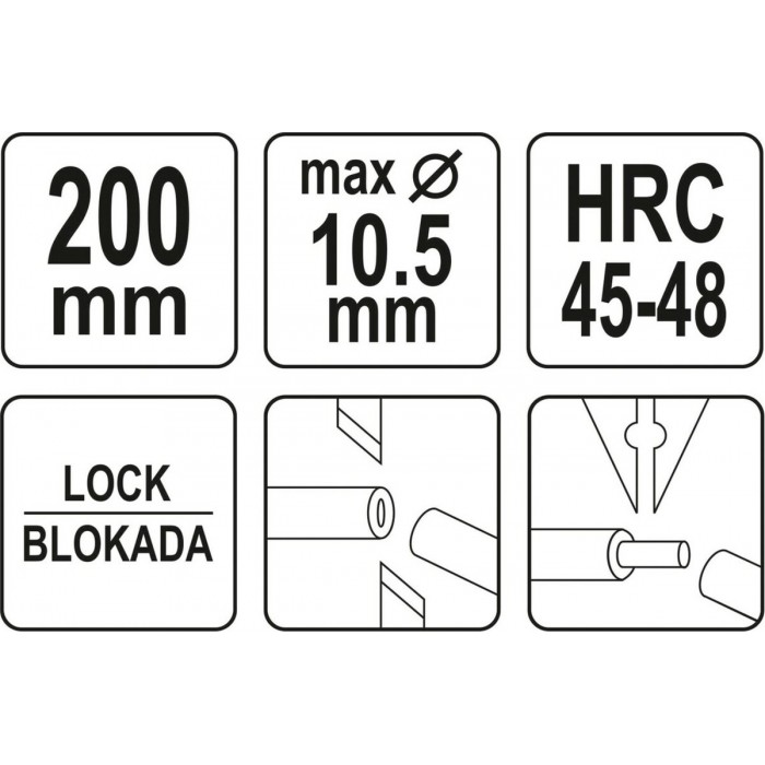 Кліщі для обрізання і знімання ізоляції з провідників YATO Ø≤ 10,5 мм, L= 200 мм [10/100]