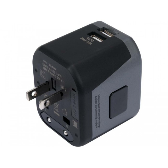 Розетка-адаптер електромережевий 110-240 В, до 8 А YATO з універсальним гніздом з USB і вилками