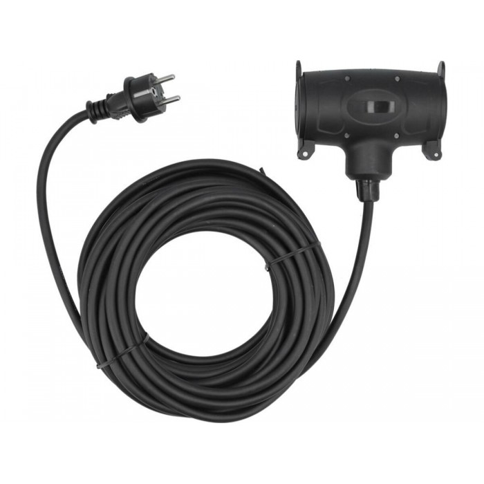 Кабель-подовжувач для будів. робіт мереж 230В YATO, 2 гнізда l= 15м. струм- 16А, 3-жильний S=1,5 мм²