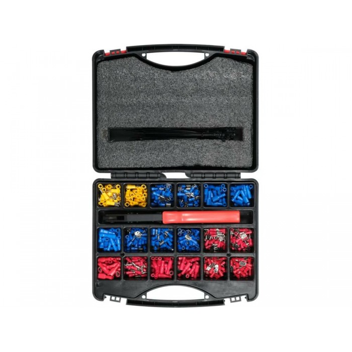 Набір електричних роз'ємів з ізоляцією і клем YATO: 500 шт, 50 пластик. хомутів і затискач в футлярі