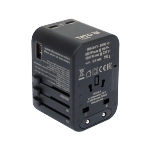 Розетка-адаптер мережева YATO 110-240 В, до 8А  з універс гніздом і вилками 880/1840 Вт 110/230 В