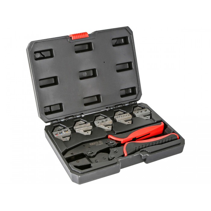 Кліщі для обтискання наконечників провідників YATO, L=220 мм з 5 змінними матрицями  кпл. 6 шт. у фу