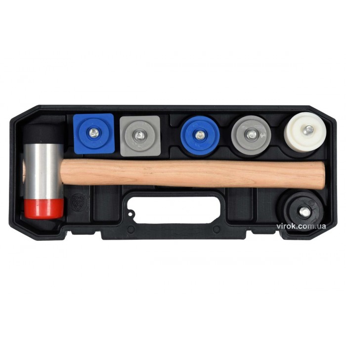 Молоток бляхарський YATO: з круглими Ø=42.5 мм і квадратними 43х43 мм насадками, L= 320 мм, 8 шт [8]