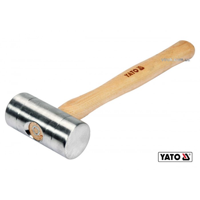 Молоток алюмінієвий YATO : Ø50 x 320 мм, m= 580 г, дерев'яна ручка [6/24]