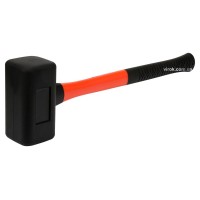 Молоток безінерційний YATO: з гумовим обухом 140х75х75 мм, m=2.4кг, скловолоконна ручка l=495 мм [2]