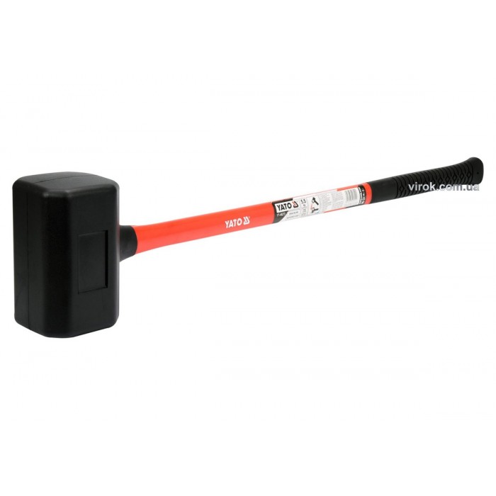 Молоток безінерційний YATO: з гумовим обухом 180х110х110 мм, m=5.5кг скловолоконна ручка l=800мм [2]