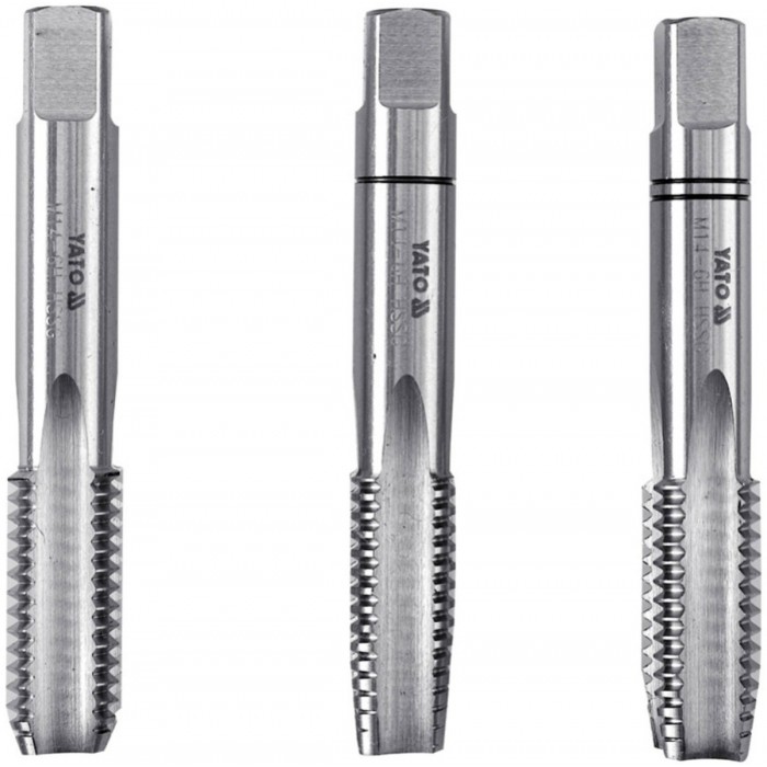 Мітчик YATO М16 х 2 мм, HSS М2, l= 80 мм, 3 шт [20/80]
