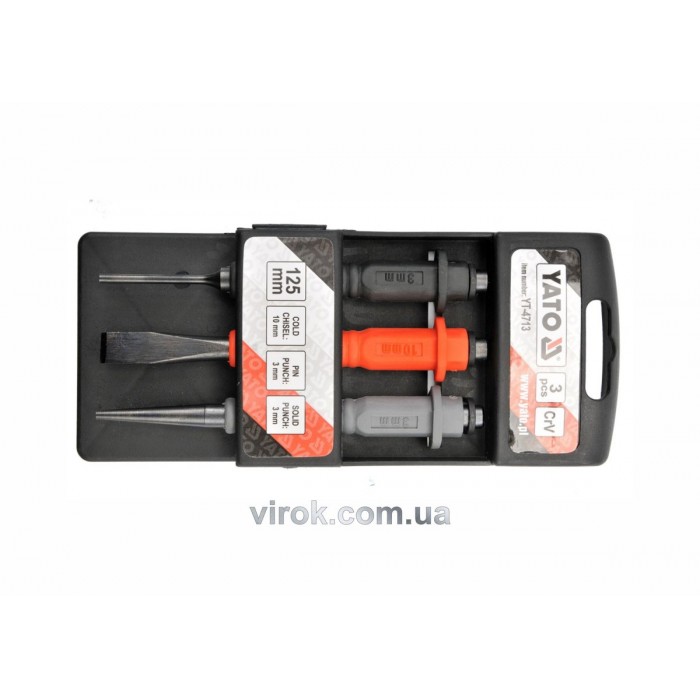 Зубило і пробійник Міні YATO : L= 125 мм, Набір 3 шт. [10/60]