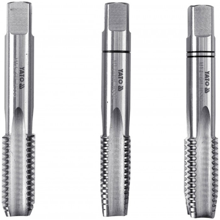 Мітчик YATO М14 х 2 мм, HSS М2, l= 80 мм, 3 шт [20/80]