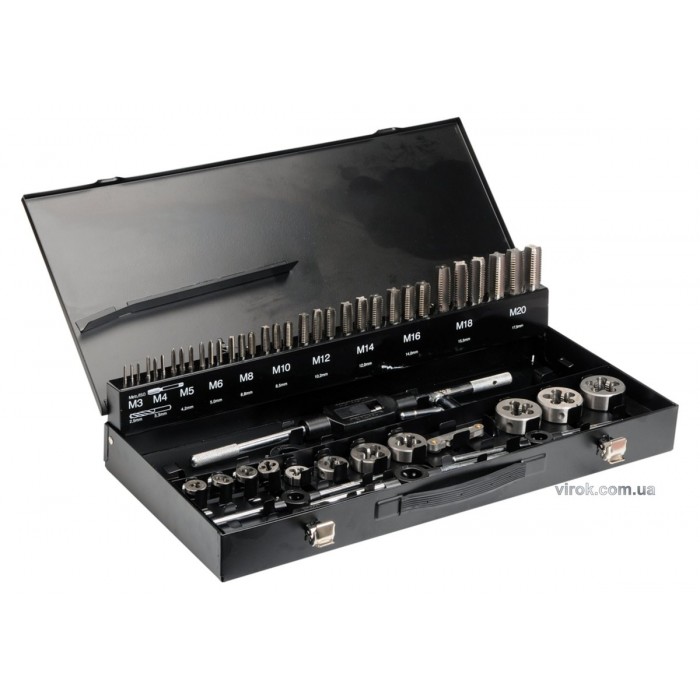 Мітчики і плашки YATO Ø= М3- М20 з воротками і плашкотримачами, 56 елем. [2]
