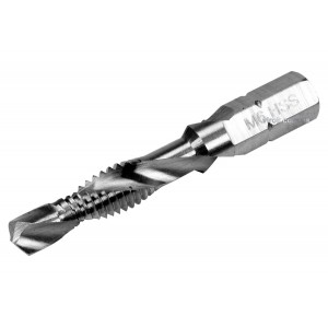 Свердло-мітчик YATO М6 х 1 мм, HSS М2, HEX-1/4", l= 44/8 мм [20/200]