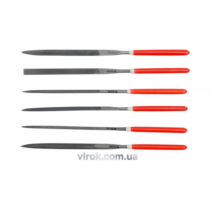 Надфілі YATO : L= 140/65 мм, b= 3 мм. Набір 6 шт. [50/200]
