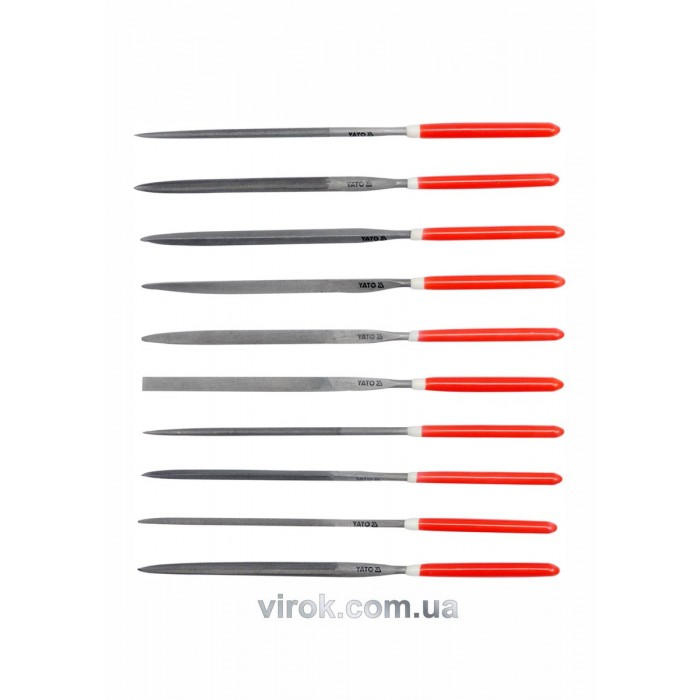 Надфілі YATO : L= 160/75 мм, b= 4 мм. Набір 10 шт. [25/100]