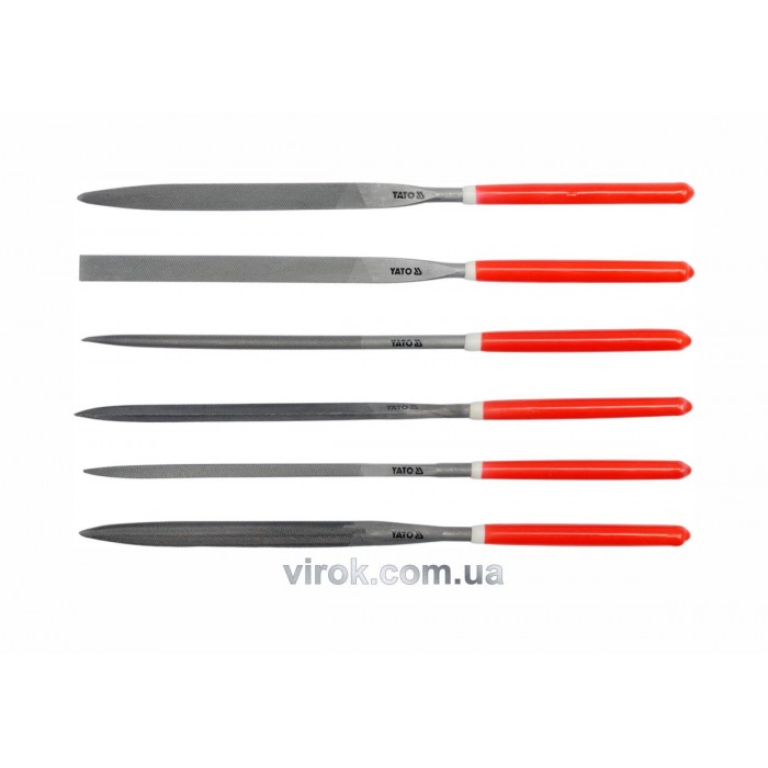 Надфілі YATO : L= 160/75 мм, b= 4 мм. Набір 6 шт. [25/100]