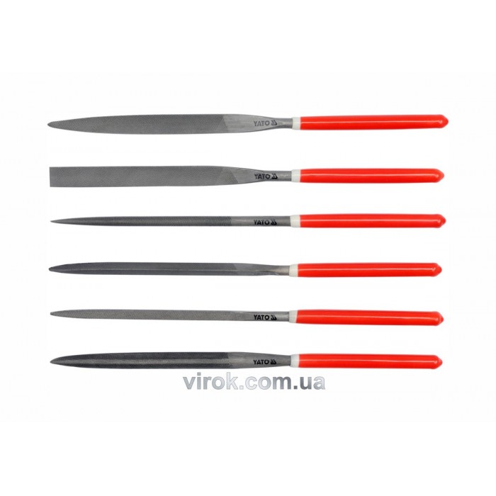Надфілі YATO : L= 180/85 мм, b= 5 мм. Набір 6 шт. [25/100]