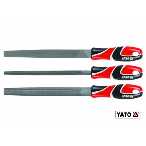 Напильники по металу YATO : квадратний, напівкруглий, трикутний, L= 250 мм, #2, набір, 3 шт [10/20]