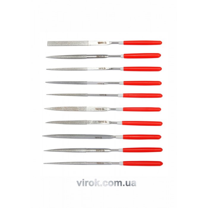Надфіль алмазний YATO, l= 140/50 мм, b= 3 мм,-Набір-. 10 шт. [12/120]