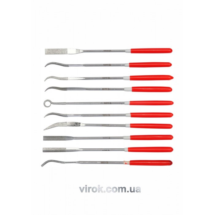 Надфілі алмазні YATO фігурні, l= 140/25 мм, b= 3 мм, Набір. 10 шт. [12/120]